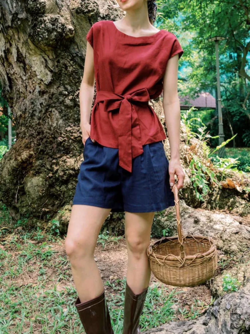 Handmade Linen Tie-Waist Top